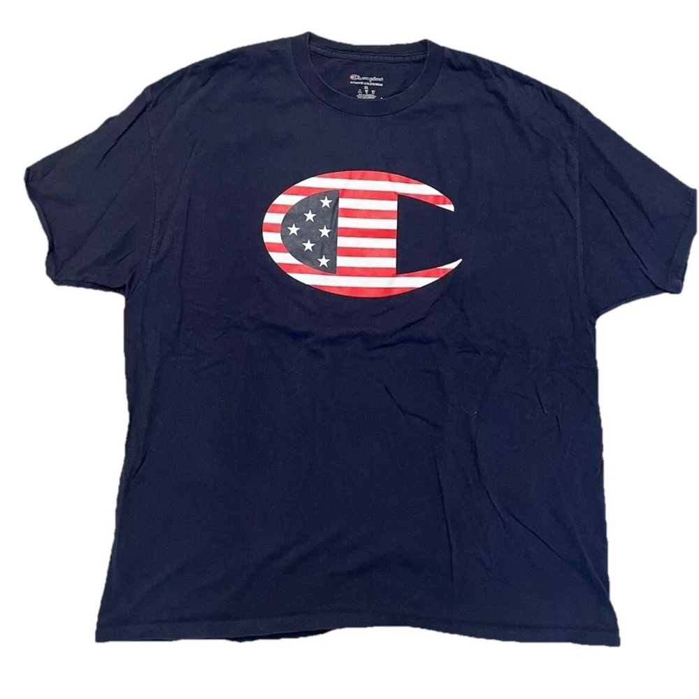 Champion Athletic wear American Logo’d black tshirt men’s all cotton XL EUC‎